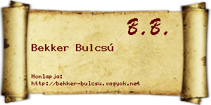 Bekker Bulcsú névjegykártya